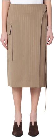 Victoria Beckham Wollen Rokken - Dames - Midirokken - Bruin - XS - Wol - Rokken