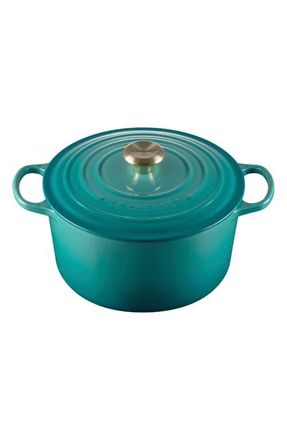 LE CREUSET Signature 6.5-Quart Round Enamel Cast Iron French/Dutch Oven in Riviera at Nordstrom