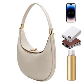 Generic Small Crescent Bag - Curved Shape Shoulder Purse, Womens Leather Carry Bag, Multi Style Transformable Tote Option, Modern Minimal Fashion Statement | 