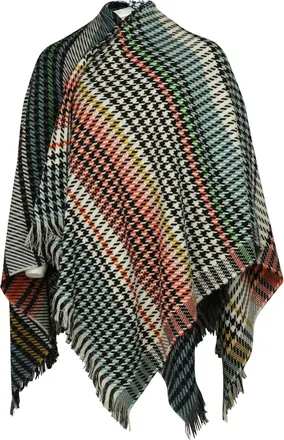 Maje Checked Poncho Scarf in Multicolor Acrylic