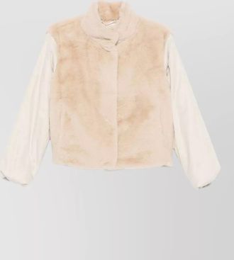 Herno faux fur high neck short coat