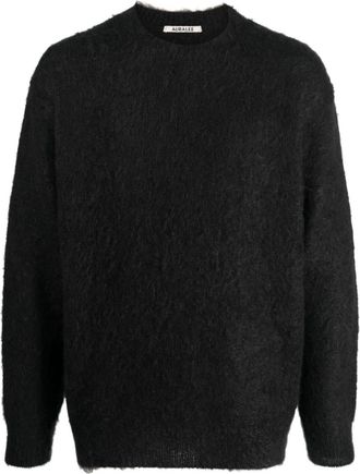 Auralee fleece crew-neck jumper - men - Mohair/Wool - 3 - Black