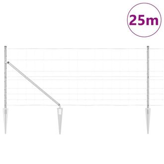 Berkfield Home Modern Field Fence 1x25 m Galvanised Steel in Silver