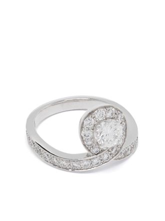 Loyal.e Paris 18kt witgouden Lien &Eacute;ternel ring met diamant - Zilver