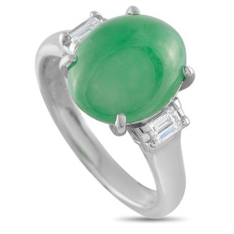Luxury Bazaar Platinum 0.30 ct Diamond and 6.74 ct Jade Ring MF02-052126