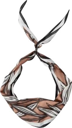 Brunello Cucinelli Cacao Leaves Print Silk Foulard - Dames - Zijden sjaals - Bruin - ONE Size - Accessoires