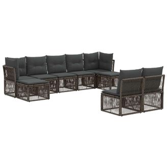 vidaXL Conjunto De Sof&aacute;s De Jard&iacute;n 9 Pcs Gris Rat&aacute;n Sint&eacute;tico Vidaxl