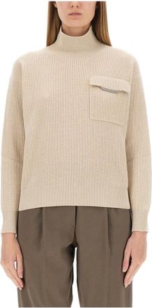 Brunello Cucinelli Maglione a collo alto in cashmere - - Knitwear - Donna - Beige - L