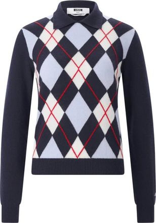 Msgm Trui met ronde hals - Dames - Ronde hals truien - Blauw - L - Wol - Truien & Vesten