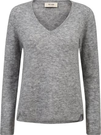 Mos Mosh MMThora V-Neck Gebreid - Dames - V-hals truien - Grijs - XL - Truien & Vesten