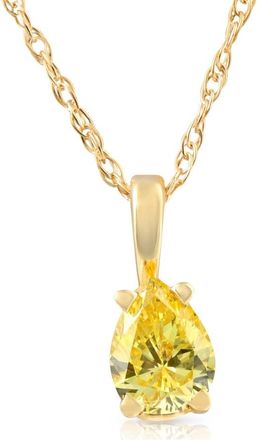 Pompeii3 1/4Ct Canary Yellow Pear Diamond Lab Grown Pendant 14k Yellow Gold Necklace