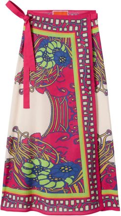 La DoubleJ Wikkelrok midi-rok met bloemenprint - Roze