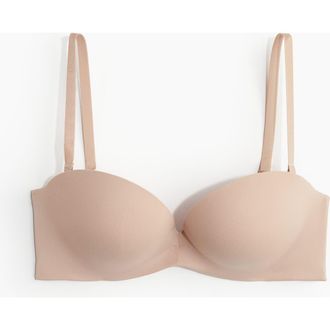 H&M Microfibre Super Push-up Balconette Bra in Beige at Nordstrom, Size 34D