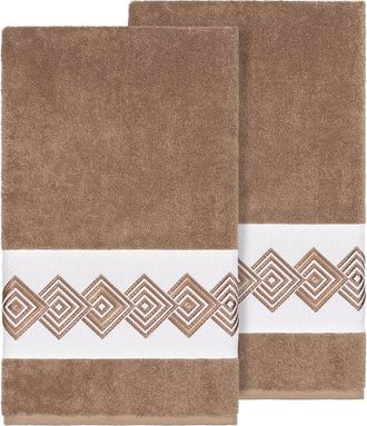 Linum Home Textiles 100% Turkish Cotton Noah 2Pc Embellished Bath Towel Set