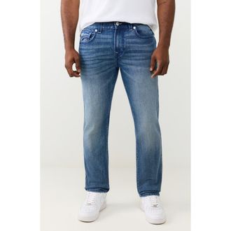 True Religion Geno Big T Flap Slim Fit Jeans in Medium Blue Quartz at Nordstrom Rack, Size 29