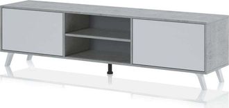 Oresteluchetta Mueble Porta Tv Moderno De Madera Acabado Cemento Y Alerce Brixton