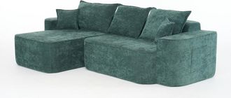 Urban Meuble Sof&aacute; modular de 2 piezas de tela verde con chaise longue y cojines