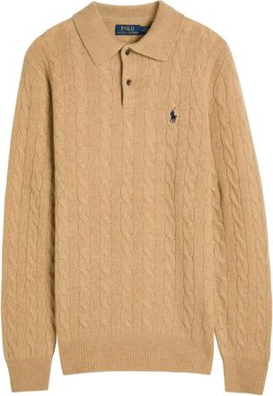 Polo Ralph Lauren cable-knit polo sweater - men - Wool/Cashmere - S - Neutrals