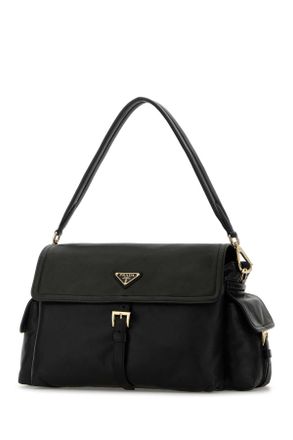 Prada Womens Leather Shoulder Bag Black