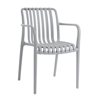 LOLAhome Silla de jard&iacute;n apilable deba de polipropileno gris con brazos