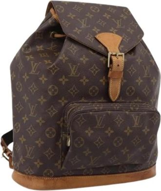 Louis Vuitton Pre-owned Montsouris Backpack - Dames - Vintage Rugzakken - Bruin - ONE Size - Leer - Vintage