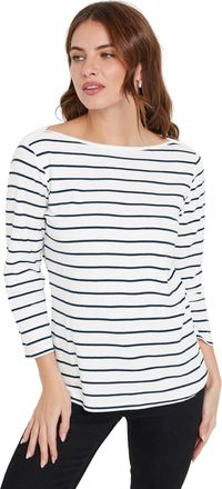 M&Co Womens White & Blue Cotton Striped Top - Womens