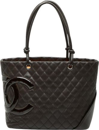 Chanel Brown Leather Handbag Tote Bag (Pre-Owned)