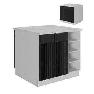 Vicco Isla De Cocina Fame-line, Rayas Negras, 90 Cm Sin Encimera, Vicco