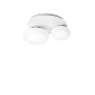 Netlighting NINFEA 2 Light Round DecoratiGlass Flush Ceiling Light White
