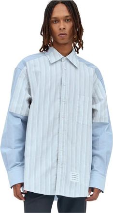 Thom Browne Oversized Gestreept Shirt - Heren - Overhemden - Blauw - Maat: XL Katoen