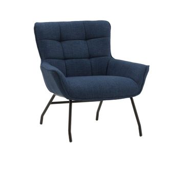 Konte Design Sill&oacute;n de tela azul y patas de metal negro