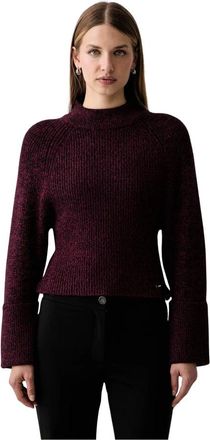 DKNY Mock-neck Pullover - Dames - Coltruien - Rood - M - Leer - Truien & Vesten