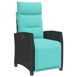 vidaXL Vidaxl Sedia Reclinabile Da Giardino Con Tavolino Nera Polyrattan
