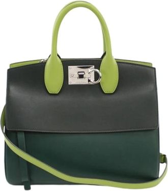 Ferragamo Pre-owned Tote bag - Dames - Vintage Handtas - Groen - ONE Size - Leer - Vintage
