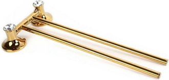 Trade Shop Trade Shop - Porta Asciugamani 2 Aste Supporto Per Bagno Da Muro Casa Dorato Oro Dgo-110