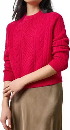 Lilla P Mixed Stitch Pullover In Fuschia