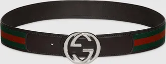 Gucci Reversible Belt With Interlocking G Buckle, Size 75, Brown, Leather