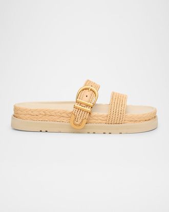 SIMKHAI Aida Raffia Double Band Sporty Sandals