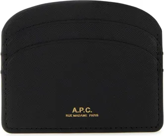 A.P.C. Black Leather Demi Lune Card Holder