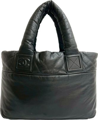 Chanel Black Leather Handbag Tote Bag (Pre-Owned)