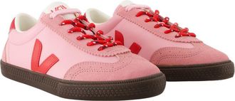 Veja Womens Volley Sneakers - Veja Leather Pink Calfskin Shoes