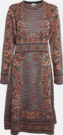 M Missoni Patterned Knit Long Sleeve Midi Dress