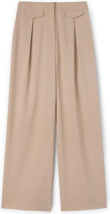 Motivi Palazzo Broek met Plooien en Klepzak - Dames - Wijde Broeken - Beige - 2XS - Polyester - Broeken