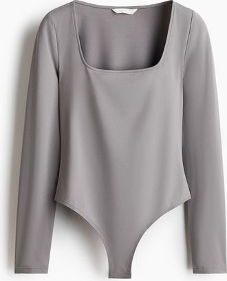 H&M Tanga-Body mit Kurzarm - Grau