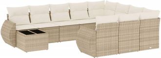 vidaXL Set De Sof&aacute;s De Jard&iacute;n 11pzas Con Cojines Rat&aacute;n Sint&eacute;tico Beige Vidaxl