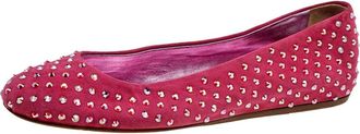 Le Silla Pink Suede Crystal Embellished Ballet Flats
