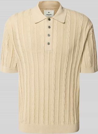 Jack & Jones Poloshirt in Strick-Optik Modell MASON in Cognac, Größe XL