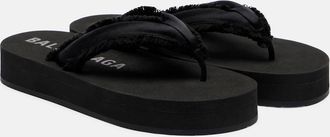 Balenciaga Cushy fringed satin platform thong sandals