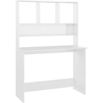 vidaXL Scrivania Mensole Bianco Lucido 110x45x157 cm Legno Multistrato vidaXL