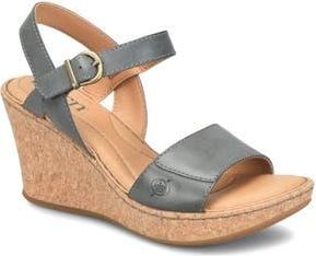 B&oslash;rn Janine Wedge Sandal in Navy Leather at Nordstrom Rack, Size 11